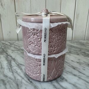 Morris & Co., Floral Ceramic Stacking Jars with Lid, Pink